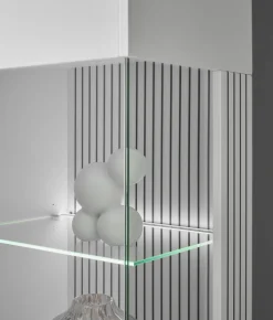 Vitrine HUDSON 75 x 125 cm weiß/weiß-schwarz