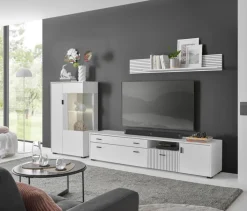 Vitrine HUDSON 75 x 125 cm weiß/weiß-schwarz