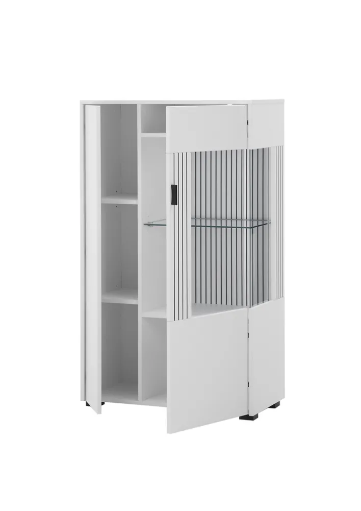 Vitrine HUDSON 75 x 125 cm weiß/weiß-schwarz