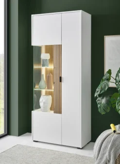 Vitrine HUDSON 75 x 180 cm weiß/braun