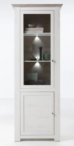 Vitrine ISADORA 78 x 208 cm weiß/ braun