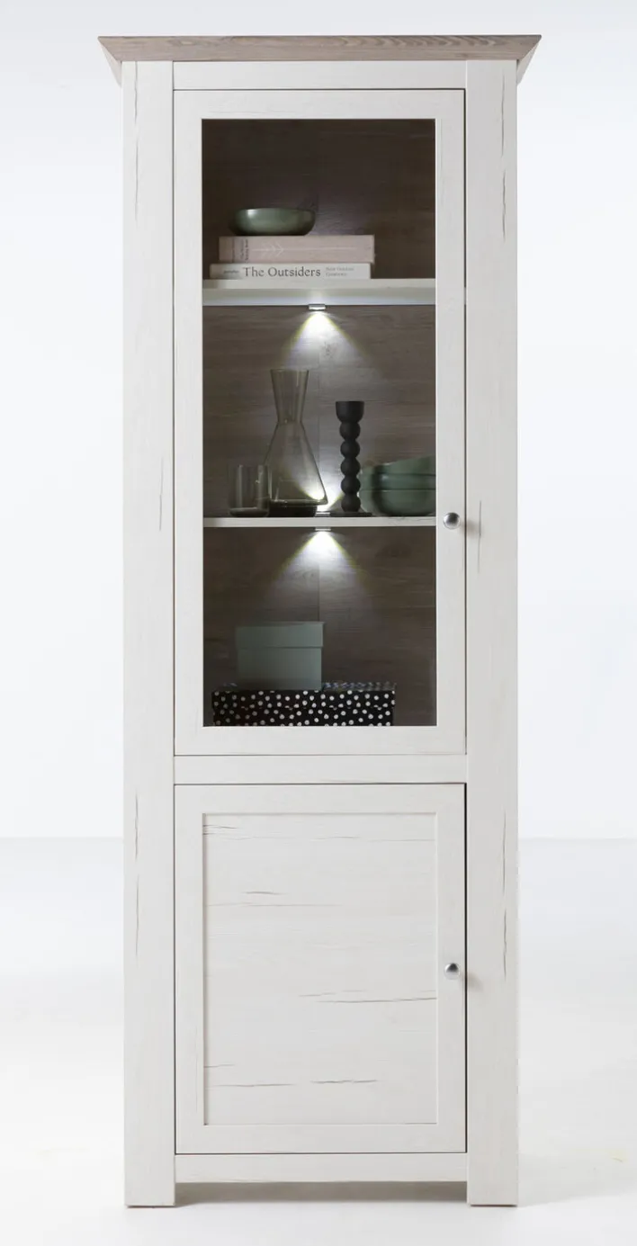 Vitrine ISADORA 78 x 208 cm weiß/ braun