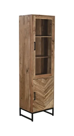 Vitrine LUANDA 50 x 180 cm Massivholz Akazie natur/schwarz