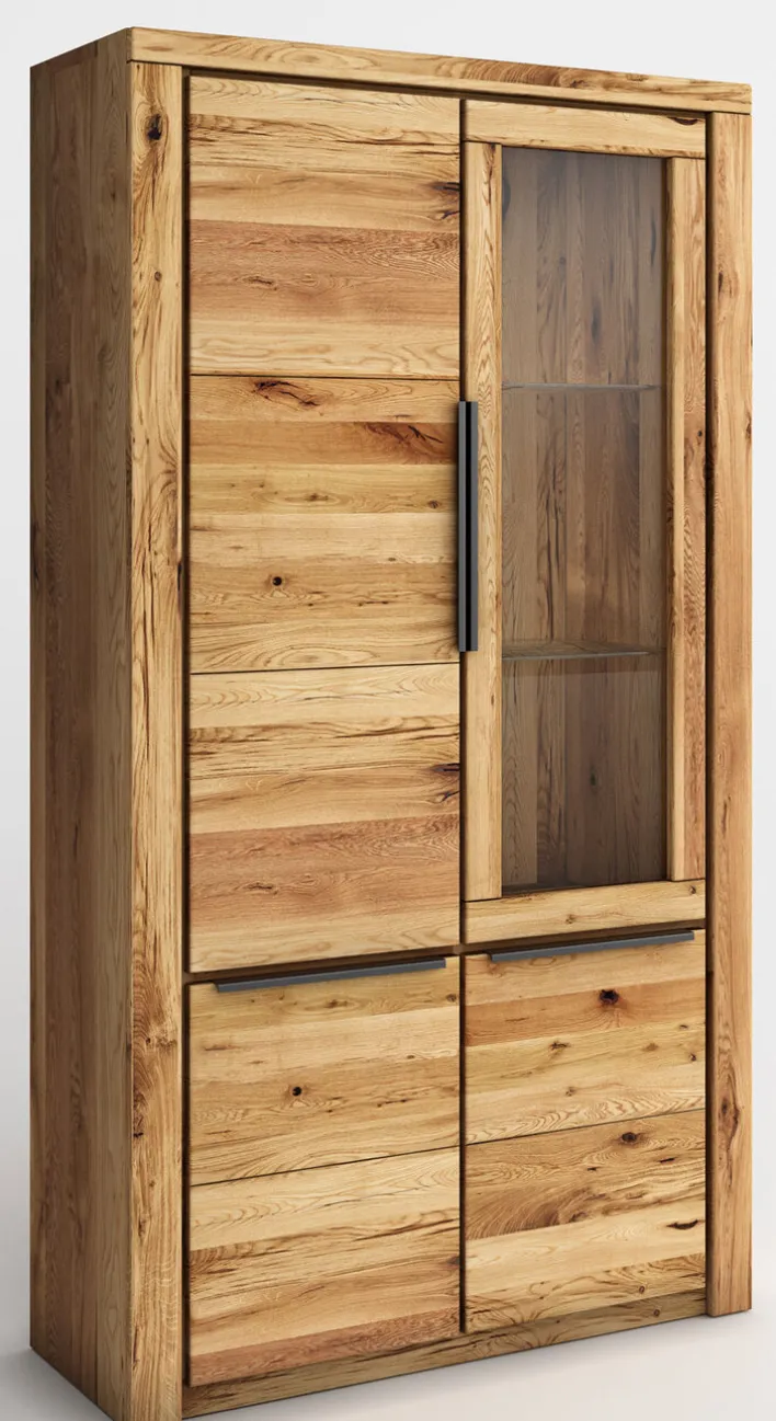 Vitrine SELINA 108 x 199 x 40 cm Eiche teilmassiv geölt braun