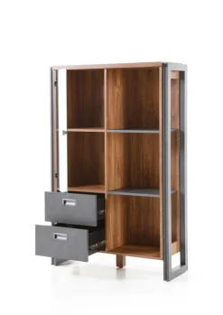 Vitrinenschrank DETROIT 90 x 140 cm braun/anthrazit
