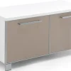 VOSS Garderobenbank SANTINA 84 x 45 x 40 cm Lack weiß/Glas taupe