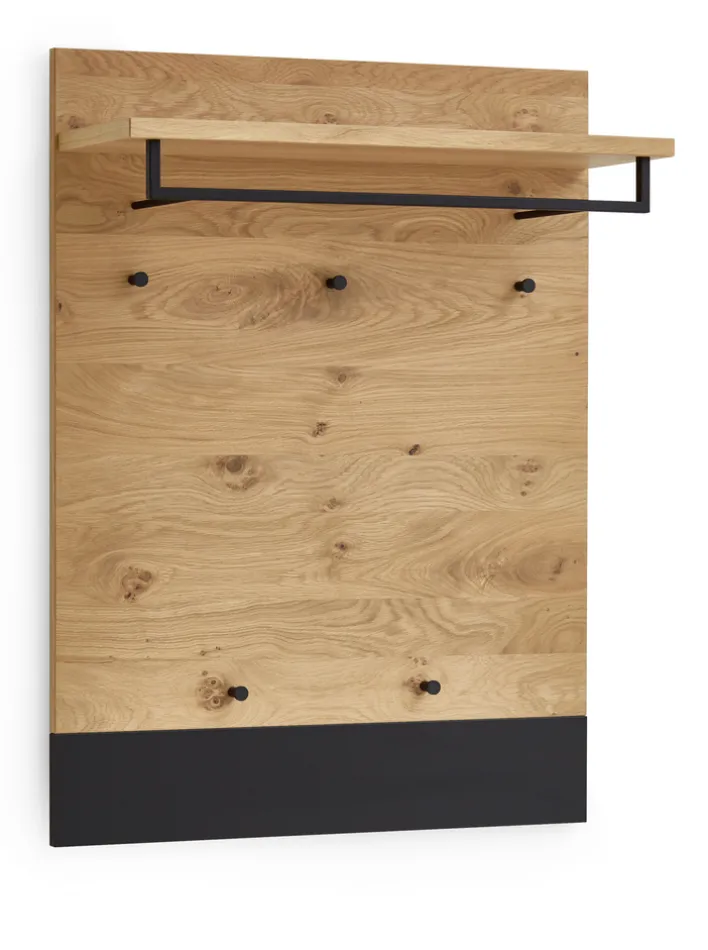 VOSS Garderobenpaneel LEVIO 80 x 106 cm Eiche braun / schwarz