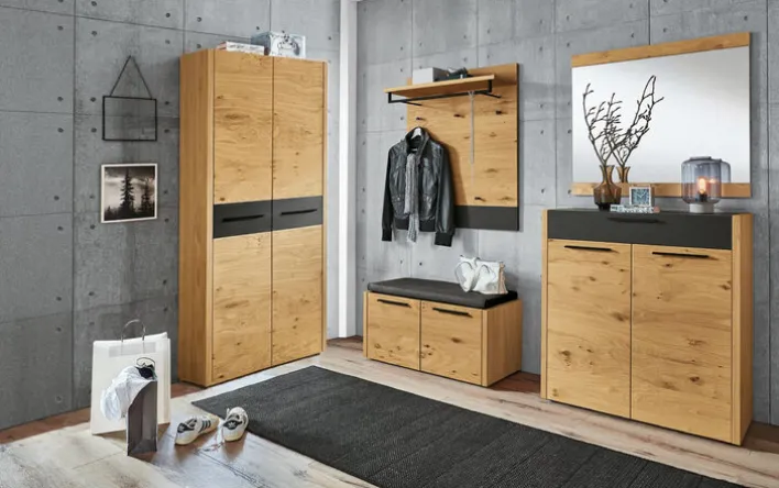 VOSS Garderobenpaneel LEVIO 80 x 106 cm Eiche braun / schwarz