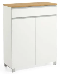 VOSS Schuhkommode SALEA Lack 84 x 108 cm weiß/ Balkeneiche
