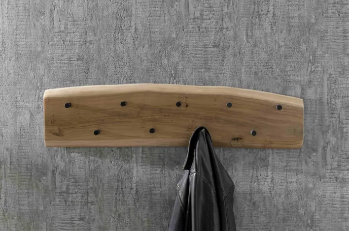 Wandgarderobe 99 x 22,5 cm Akazie mit Baumkante natur