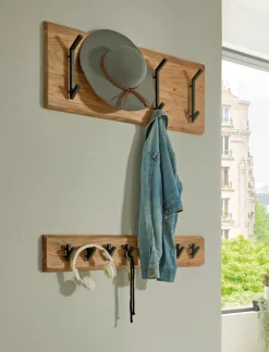 Wandgarderobe 90 x 36 cm Akazie Massivholz/schwarz