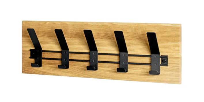 Wandgarderobe 60 x 20 cm Eiche Massivholz/schwarz