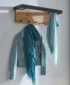 Wandgarderobe 70 x 24 cm Schwarz/ Eiche