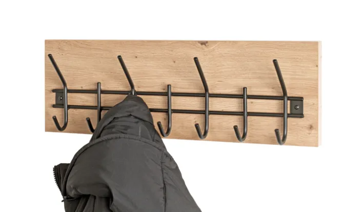 Wandgarderobe PARMA12 Eiche-Dekor/schwarz 60 x 20 cm