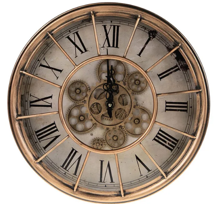 Wanduhr 46 cm Metall kupferfarbig