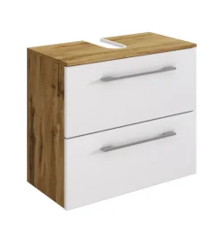 Waschbeckenunterschrank LIVORNO 60 x 53 cm Wotan Eiche/ Weiß matt