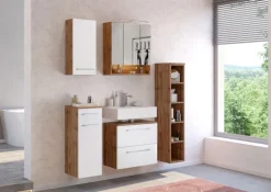 Waschbeckenunterschrank LIVORNO 60 x 53 cm Wotan Eiche/ Weiß matt