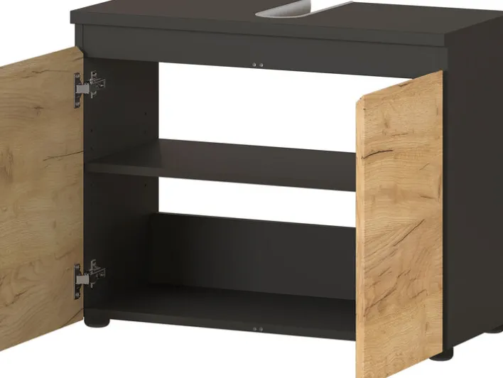 Waschbeckenunterschrank MAYOR Graphit/ Navarra Eiche