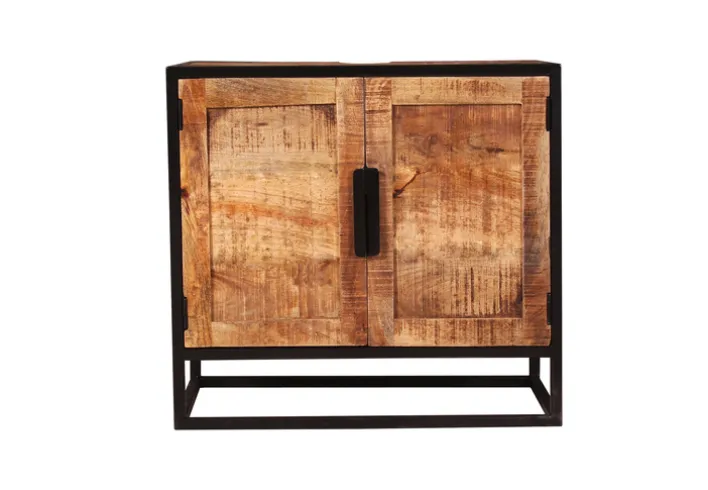 Waschbeckenunterschrank 67 x 62 cm Mangoholz natur/schwarz