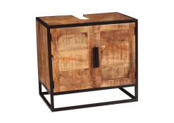 Waschbeckenunterschrank 67 x 62 cm Mangoholz natur/schwarz