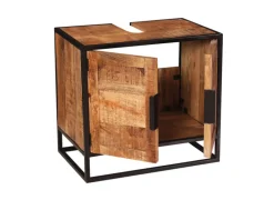 Waschbeckenunterschrank 67 x 62 cm Mangoholz natur/schwarz