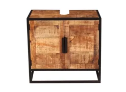 Waschbeckenunterschrank 67 x 62 cm Mangoholz natur/schwarz