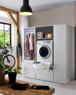 Waschmaschinenumbauschrank MULTIRAUMKONZEPT 70 x 185 cm weiß