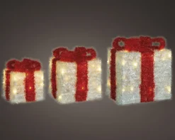 Weihnachten Deko-Objekt LED Geschenkschachtel LAMETTA 25x25x30cm