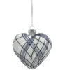 Weihnachtskugel BLACK FOREST Glas herzförmig 8,9 cm Grau/Schwarz/Weiß