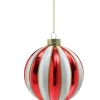 Weihnachtskugel RED VELVET Glas Ø 10 cm Rot/Weiß