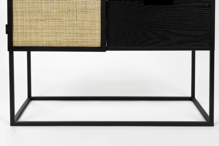 Weinschrank JOANNA 80 x 175 cm Rattangeflecht/schwarz