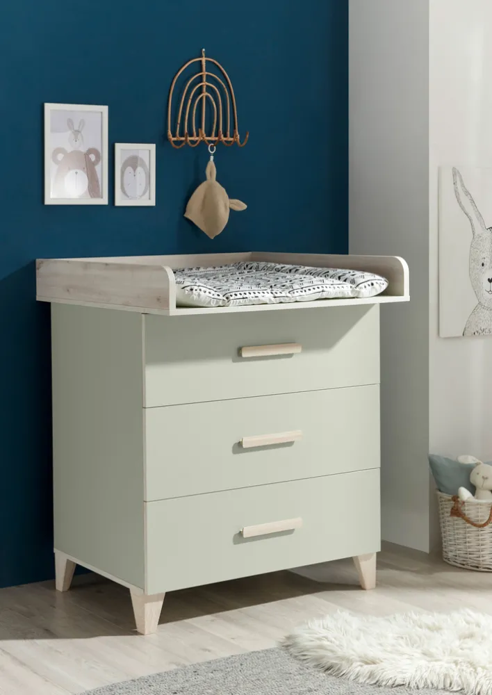 Wickelkommode PRIZZI pastellgrün/ braun