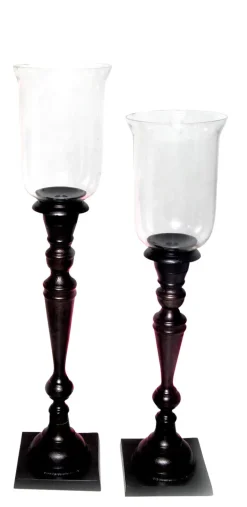 Windlicht auf Fuß FOSTER 68 cm schwarz