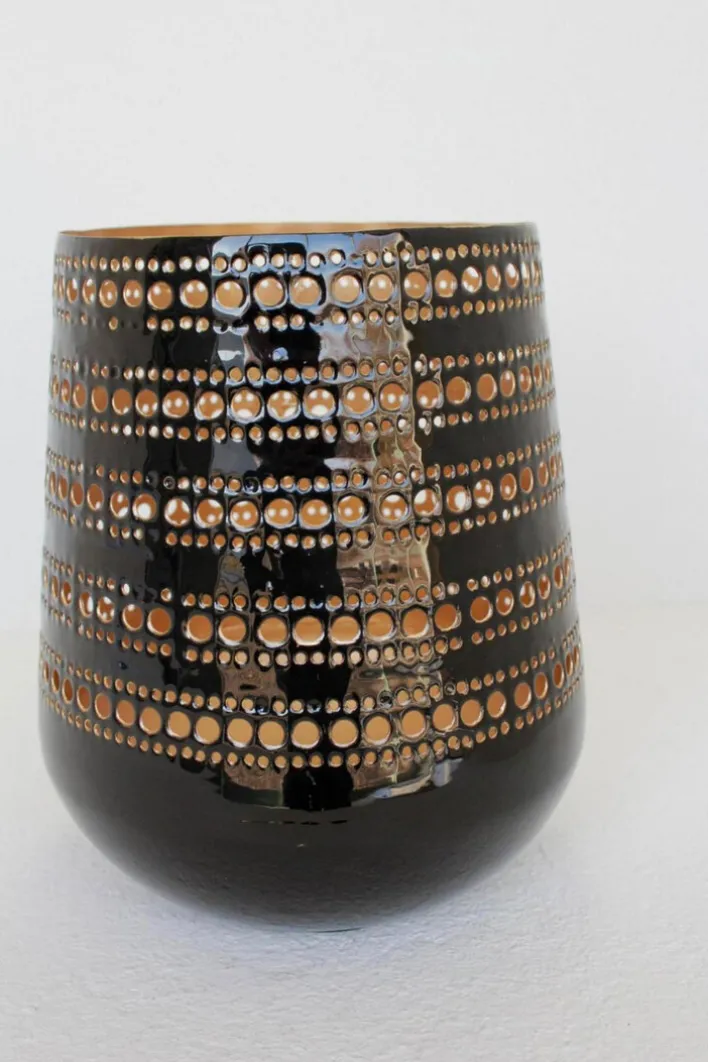 Windlicht MAMOUSH 20cm schwarz goldfarbig