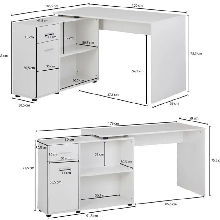 Winkelschreibtisch 120 x 107 cm