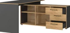 Winkelschreibtisch PODIUM Graphit/ Navarra Eiche