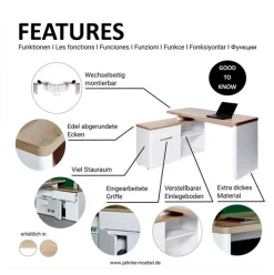 Winkelschreibtisch Riviera Eiche Nachbildung/Weiß matt ca. 140 x 118 x 77 x 55 cm