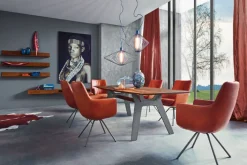 WK WOHNEN Armlehnstuhl WK 722-1000 92x60x61 cm Metall/Leder cognac