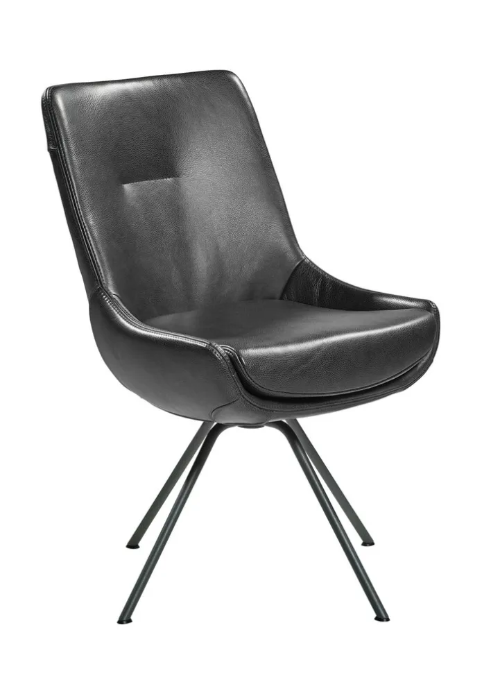 WK-WOHNEN Stuhl Lederbezug schwarz