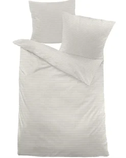 WÜLFING Baumwoll-Hanf-Bettwäsche STREIFEN 135 x 200 cm beige/silber