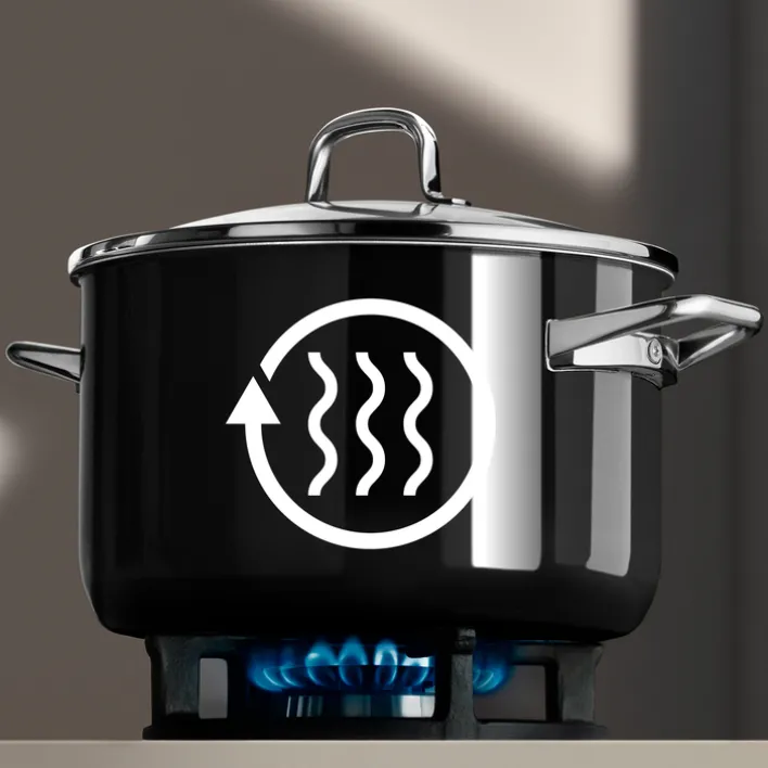 WMF Kochtopf-Set FUSIONTECESSENTIALPRO 7-teilig Metall/Glas Schwarz/Silberfarbig