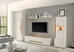 Wohnkombi 19 CITY 4-teilig 310 x 197 cm Weiß/Wotan Eiche Dekor