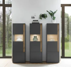 Wohnkombi 17 CITY 3-teilig 190 x 155 cm Anthrazit/Wotan Eiche Dekor