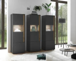 Wohnkombi 17 CITY 3-teilig 190 x 155 cm Anthrazit/Wotan Eiche Dekor