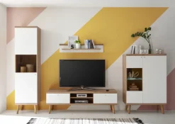 Wohnkombi 2 LENA/MERLE 4-teilig 320x197 cm Weiß Matt / Riviera Eiche Dekor