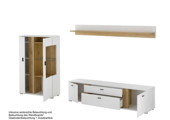 Wohnkombi 13 LONG ISLAND 3-teilig 290x170 cm weiß/braun