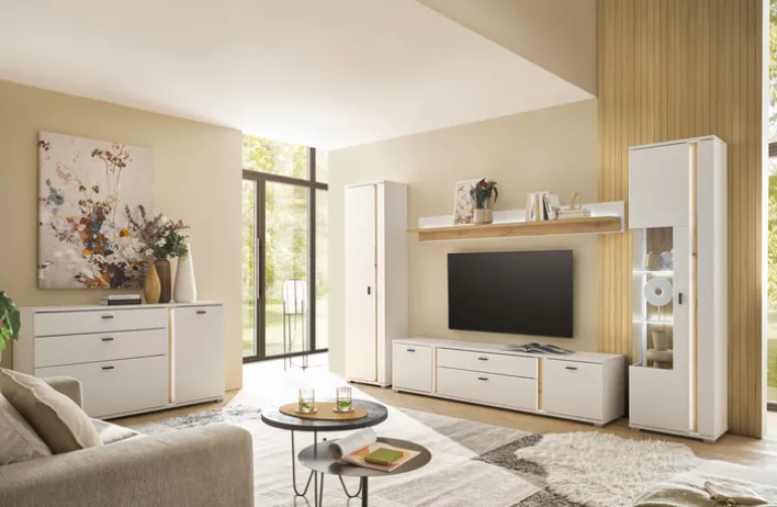 Wohnkombi 17 LONG ISLAND 4-teilig 330x200 cm weiß/braun