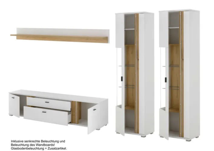 Wohnkombi LONG ISLAND 4-teilig cm weiß/braun