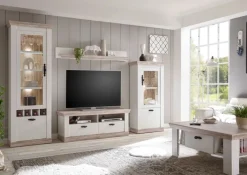 Wohnkombi I FLORENZ 4-teilig 296x201 cm weiß/braun