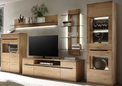 Wohnwand 370 x 198 cm Wildeiche bianco massiv